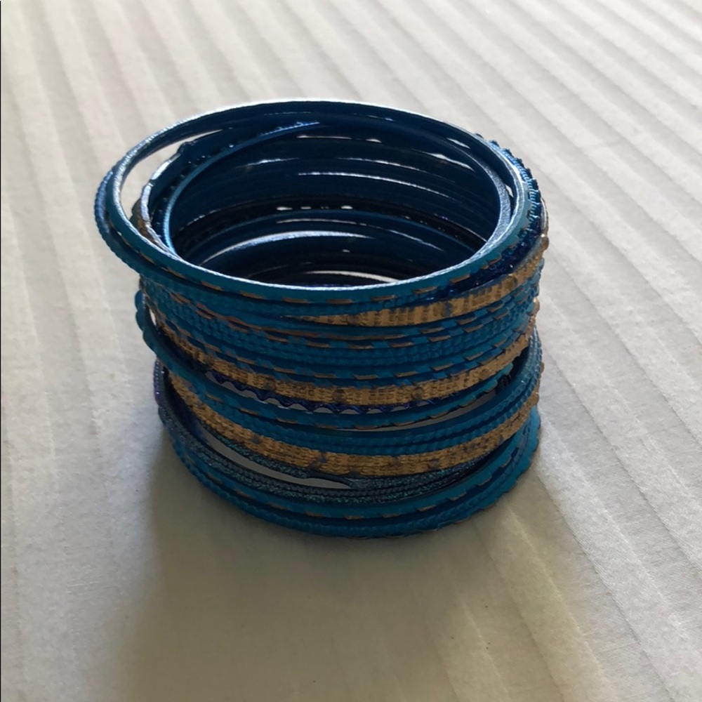Indian Blue & Gold Bangle Set...